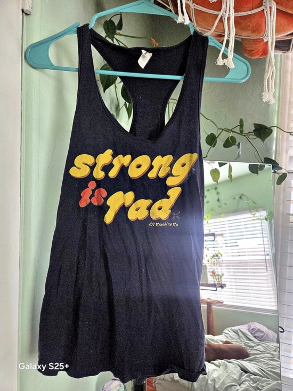 Strong Is Rad Graphic Tank Top in Black & Yellow S